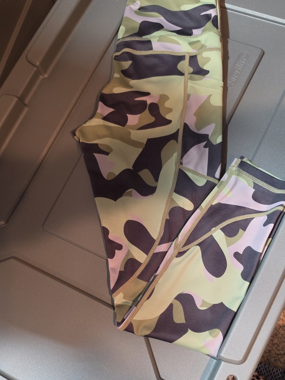 ZYIA Women's Light N Tight Olive & Black Camo Leggings